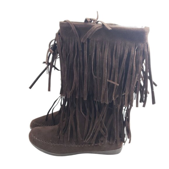 Rampage Women's Size 7.5 Candid Brown Faux Suede Moc Boots - Picture 5 of 7